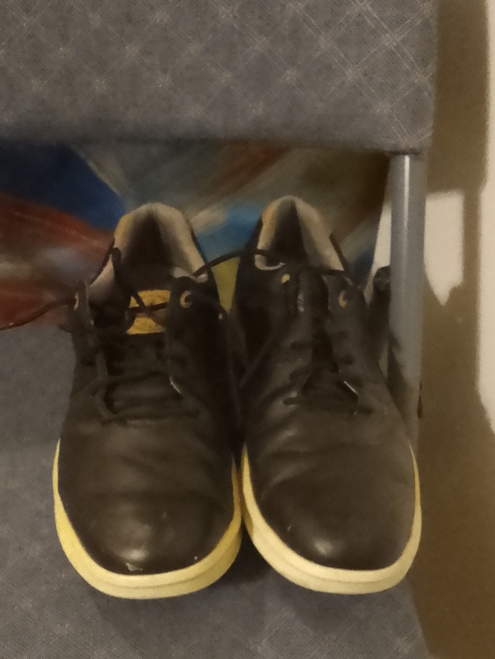 Men's Black Leather Sneakers with Cream Sole
